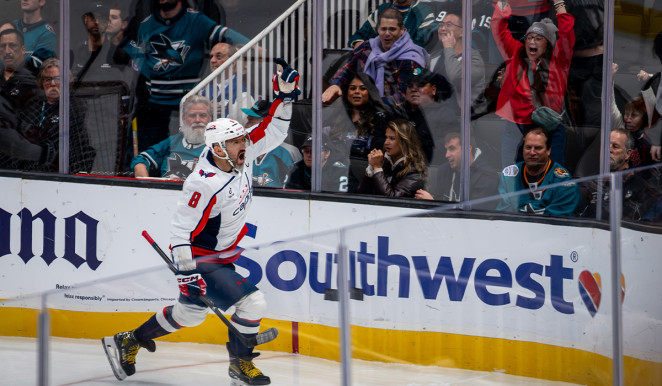 Ovechkin shines in 7-1 rout of Sharks